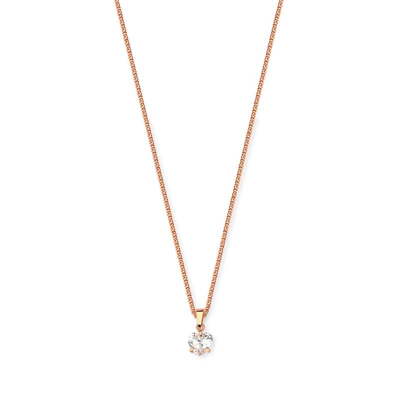 GARGANTILHA PONTO DE LUZ CORAÇÃO COM PEDRA DE ZIRCÔNIA 8 MM