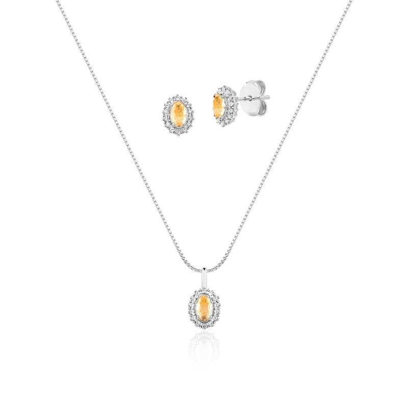 CONJUNTO COROA OVAL COM PEDRAS DE ZIRCÔNIA 