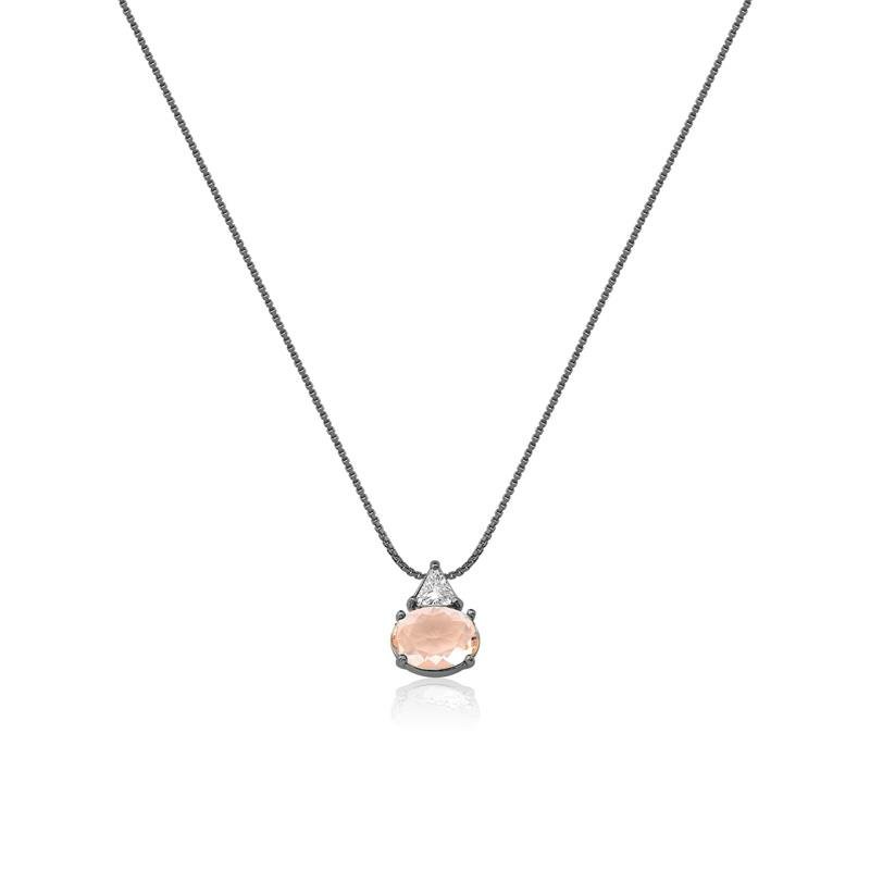 GARGANTILHA OVAL E TRIANGULAR COM PEDRAS