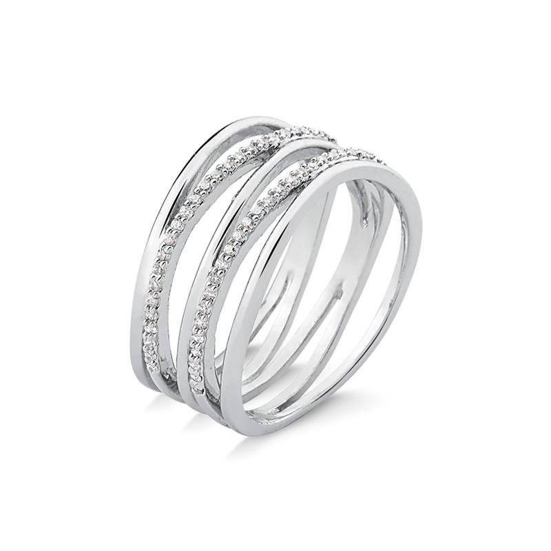 ANEL LINHAS ENTRELAÇADAS COM PEDRAS DE ZIRCÔNIA