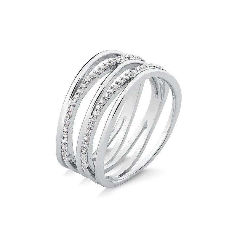 ANEL LINHAS ENTRELAÇADAS COM PEDRAS DE ZIRCÔNIA