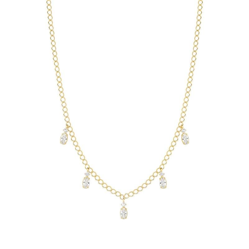 GARGANTILHA COM PEDRAS DE ZIRCÔNIA OVAIS