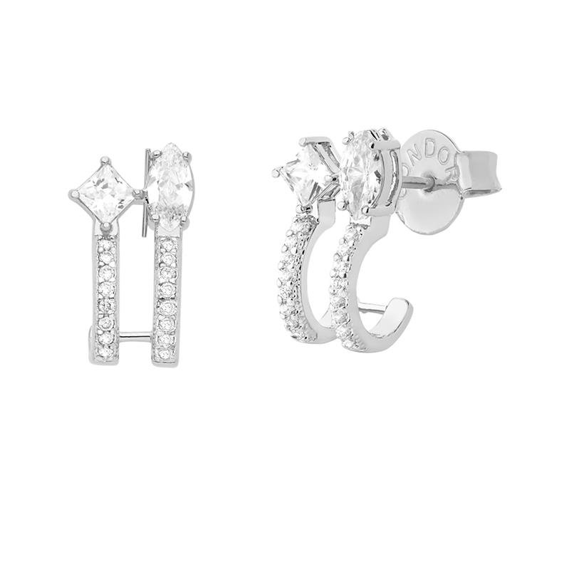 BRINCO ARGOLA DUPLA COM PEDRAS DE ZIRCÔNIA