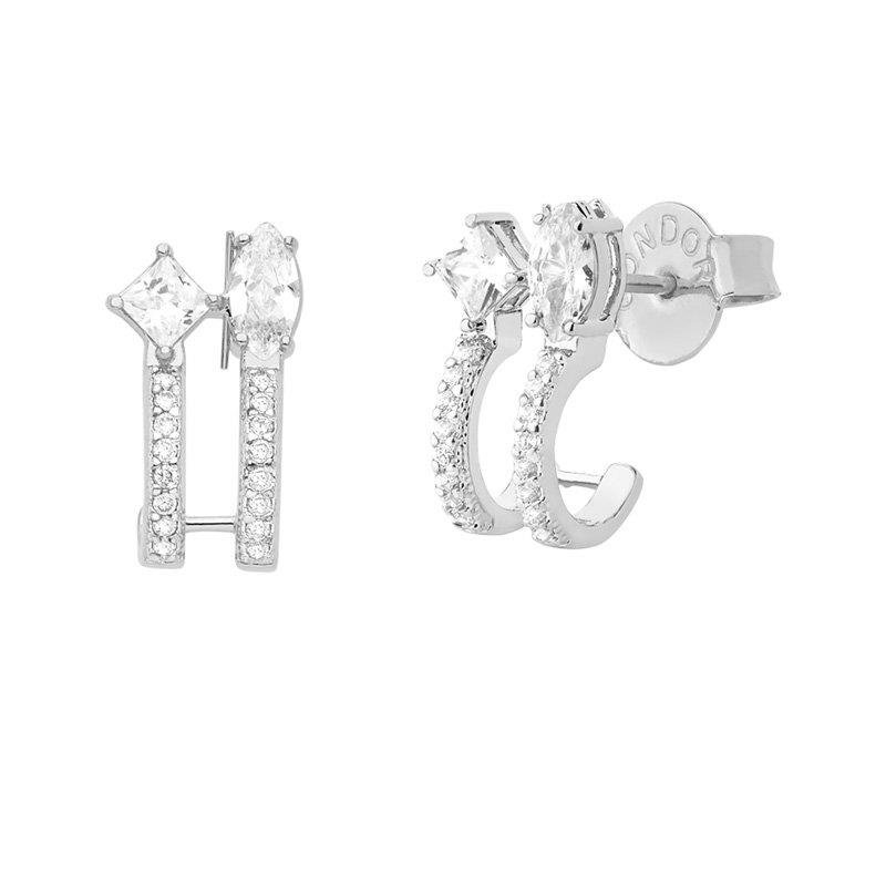 BRINCO ARGOLA DUPLA COM PEDRAS DE ZIRCÔNIA