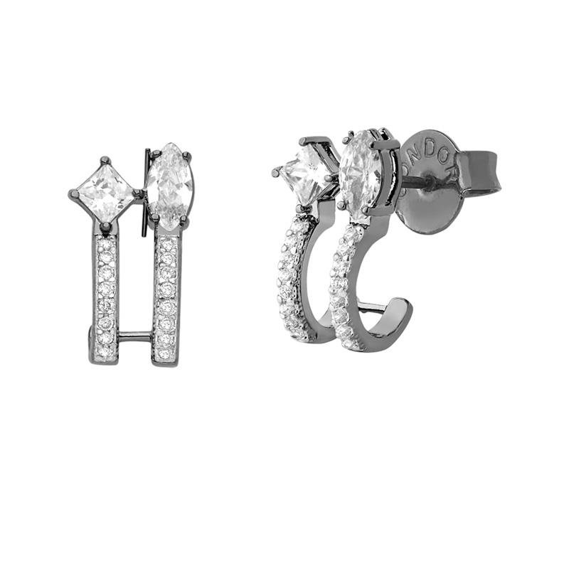 BRINCO ARGOLA DUPLA COM PEDRAS DE ZIRCÔNIA