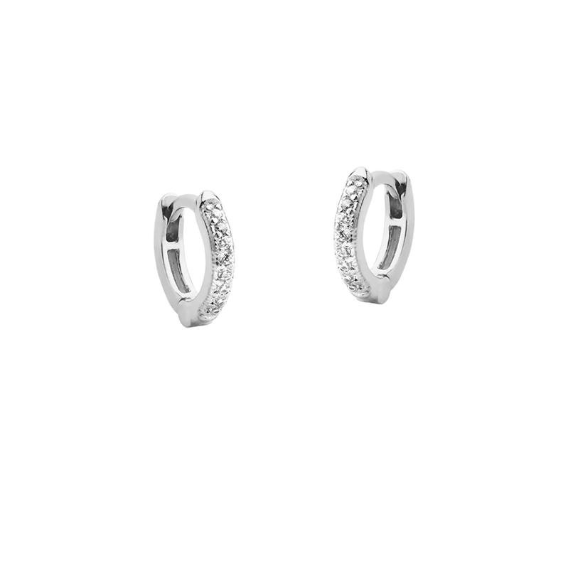 BRINCO ARGOLA CLICK MÉDIA CRAVEJADA COM PEDRAS DE ZIRCÔNIA 