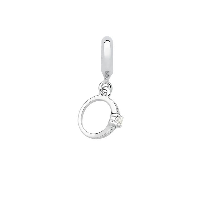 CHARM PENDENTE ANEL SOLITÁRIO COM PEDRA DE ZIRCÔNIA