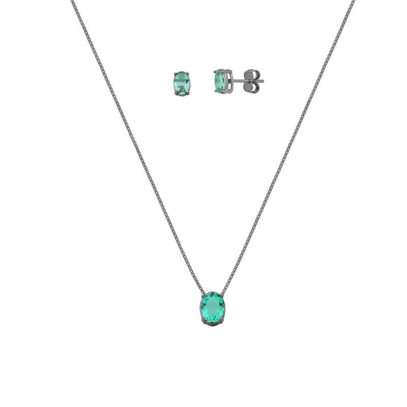 CONJUNTO PONTO DE LUZ COM PEDRA OVAL