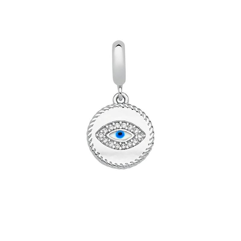 CHARM PENDENTE OLHO GREGO COM DETALHES EM RESINA E PEDRAS DE ZIRCÔNIA