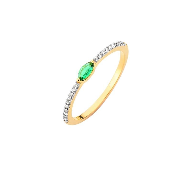 ANEL SOLITÁRIO NAVETE COM PEDRAS DE ZIRCÔNIA