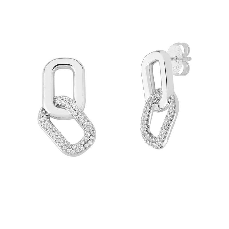 BRINCO DUPLO ELOS COM PEDRAS DE ZIRCÔNIA