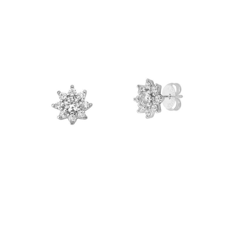 BRINCO FLOR COM PEDRAS DE ZIRCÔNIA