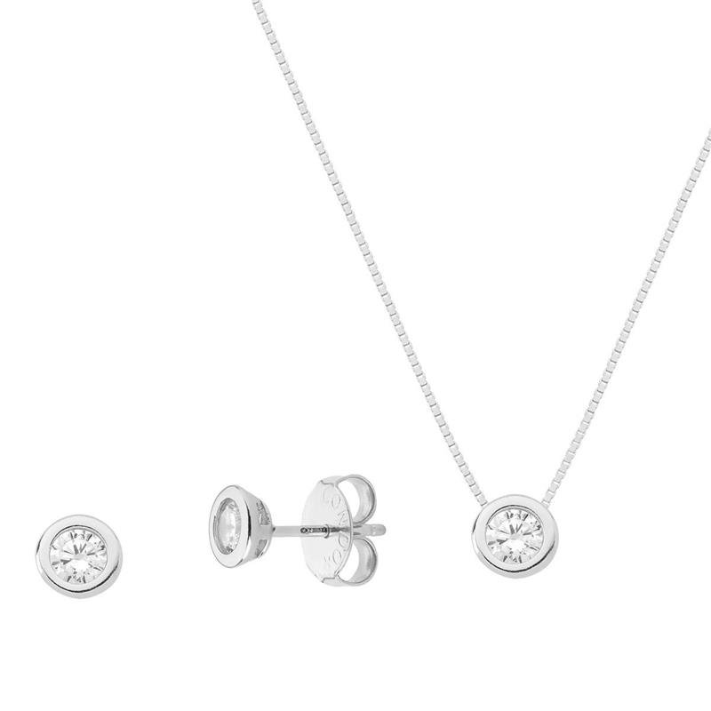 CONJUNTO PONTO DE LUZ COM PEDRAS DE ZIRCÔNIA 5MM