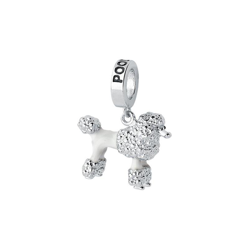 CHARM PENDENTE CACHORRO POODLE COM DETALHES EM RESINA