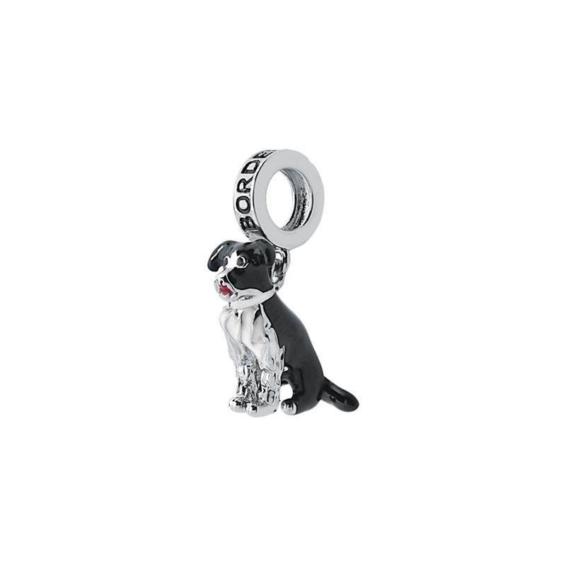 CHARM PENDENTE CACHORRO BORDER COLLIE COM DETALHES EM RESINA