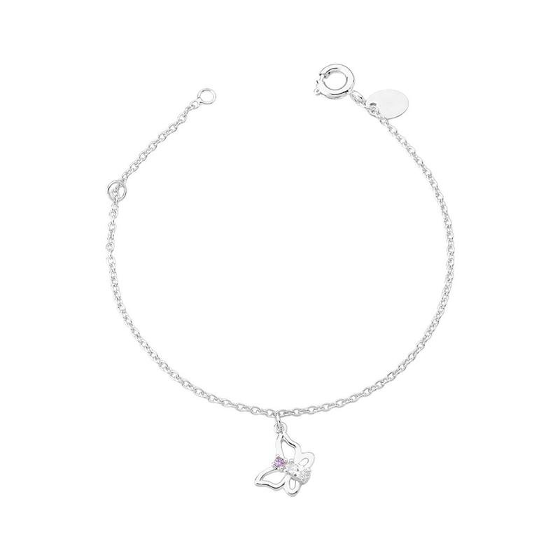 PULSEIRA INFANTIL BORBOLETA COM PEDRA DE ZIRCÔNIA