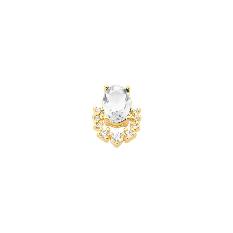 PINGENTE PEDRA OVAL COM ZIRCÔNIAS