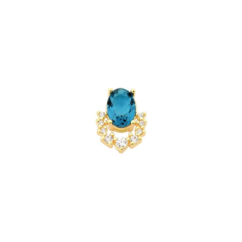 PINGENTE PEDRA OVAL COM ZIRCÔNIAS