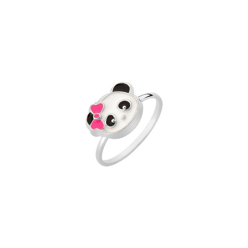 ANEL PANDA COM LAÇO COM DETALHES EM RESINA COLORIDA