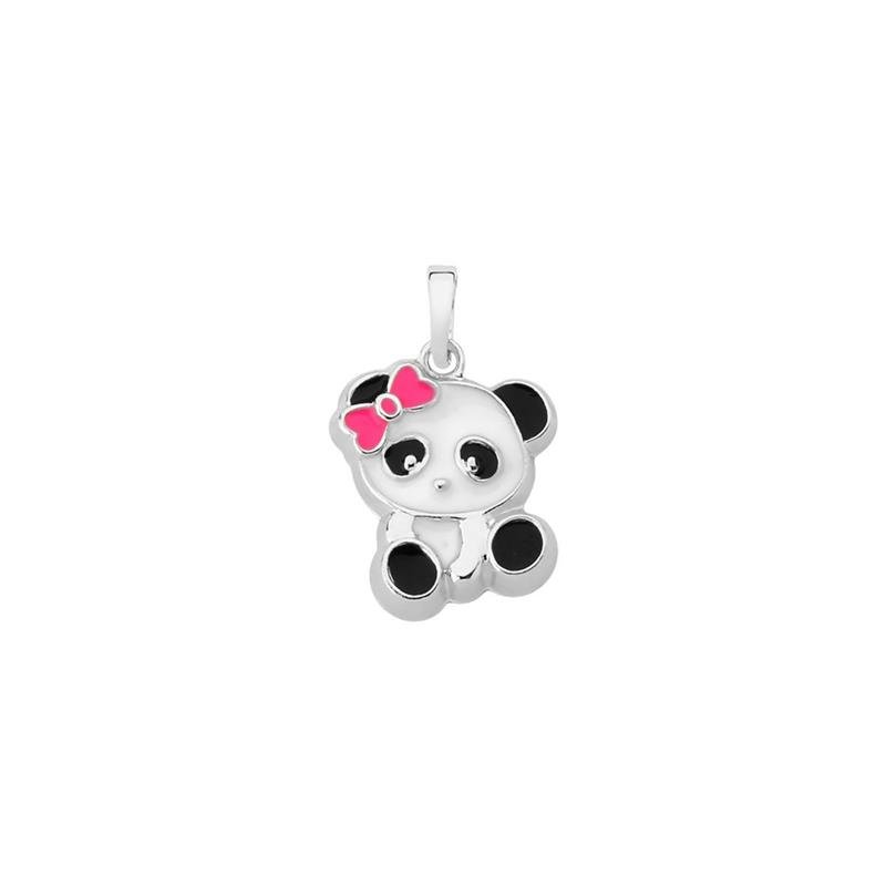 PINGENTE PANDA COM LAÇO DETALHES EM RESINA COLORIDA