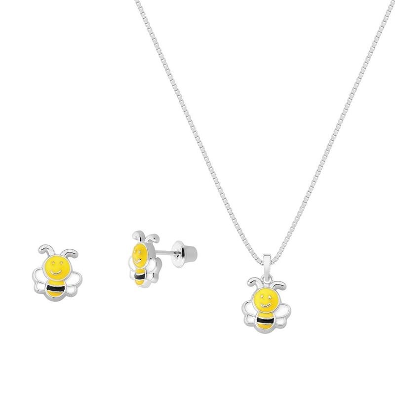 CONJUNTO ABELHA DETALHES COM ESMALTE COLORIDO