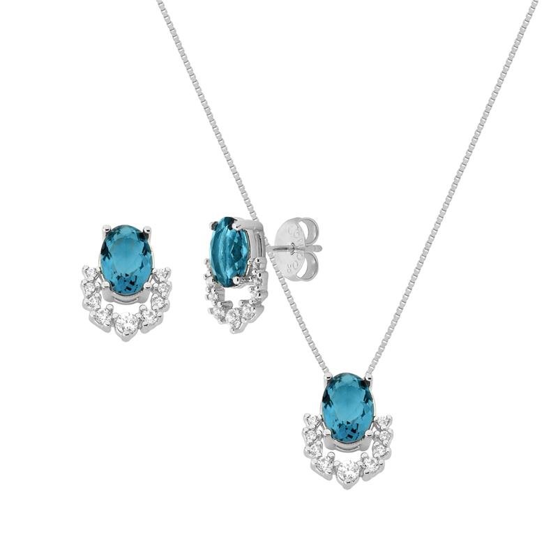 CONJUNTO OVAL COM PEDRAS 