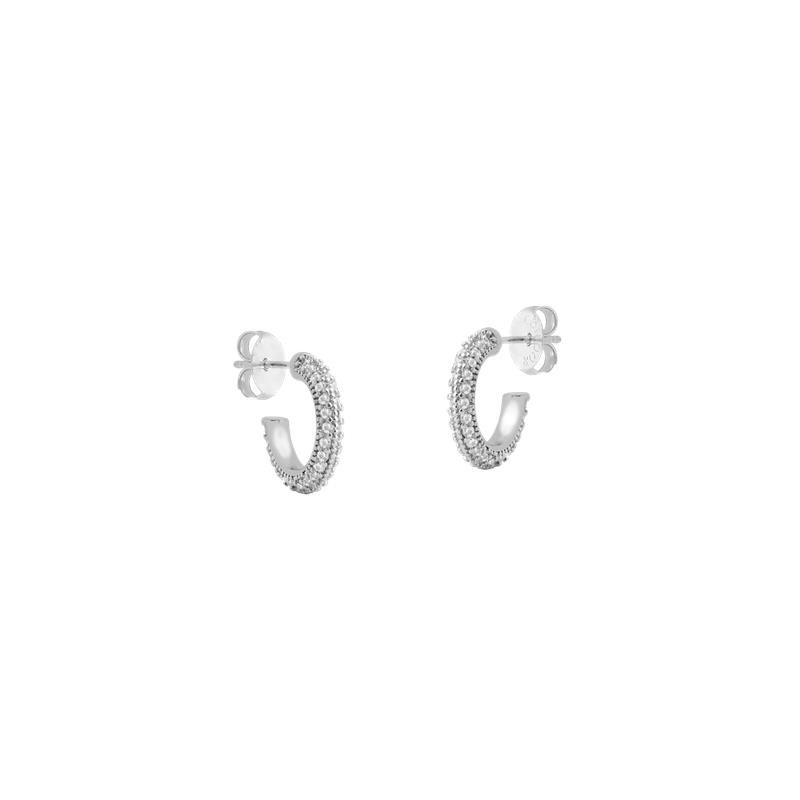 BRINCO MEIA ARGOLA COM PEDRAS DE ZIRCÔNIA