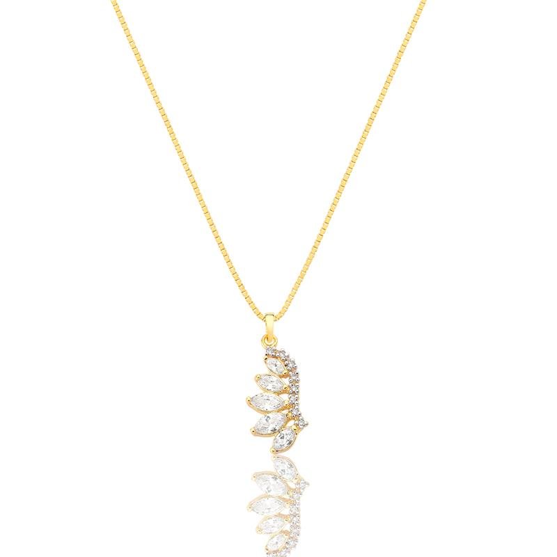 GARGANTILHA NAVETES COM PEDRAS DE ZIRCÔNIA