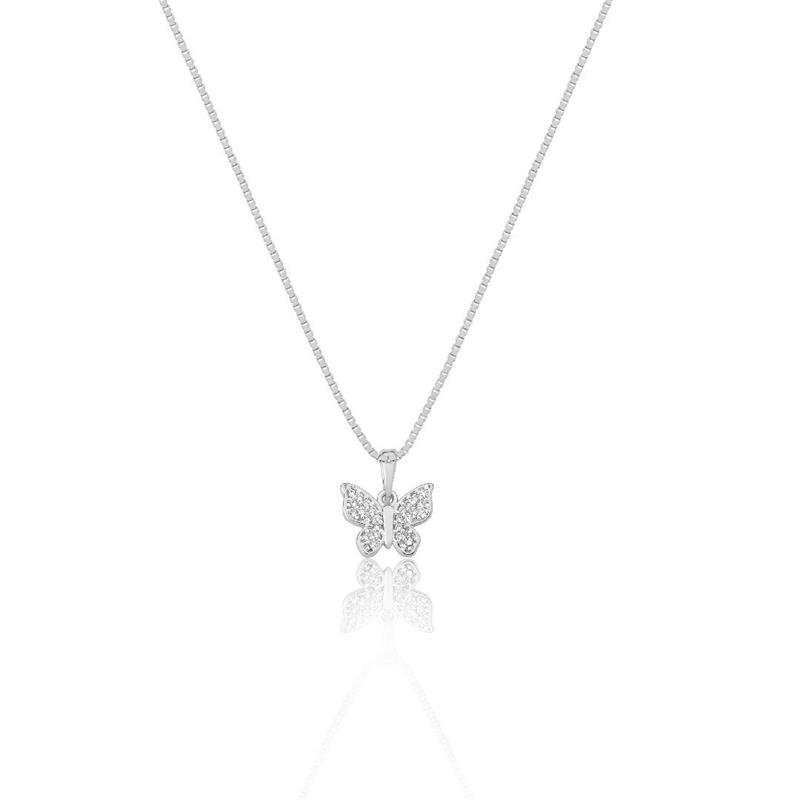 GARGANTILHA BORBOLETA COM PEDRAS DE ZIRCÔNIA