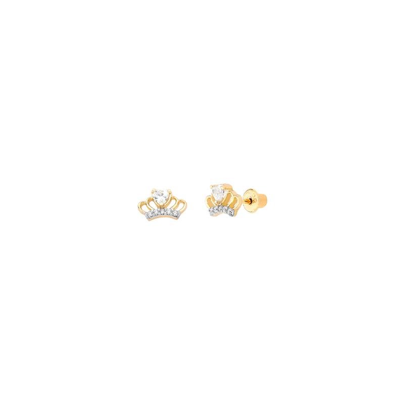 BRINCO COROA CORAÇÃO COM PEDRAS DE ZIRCÔNIA