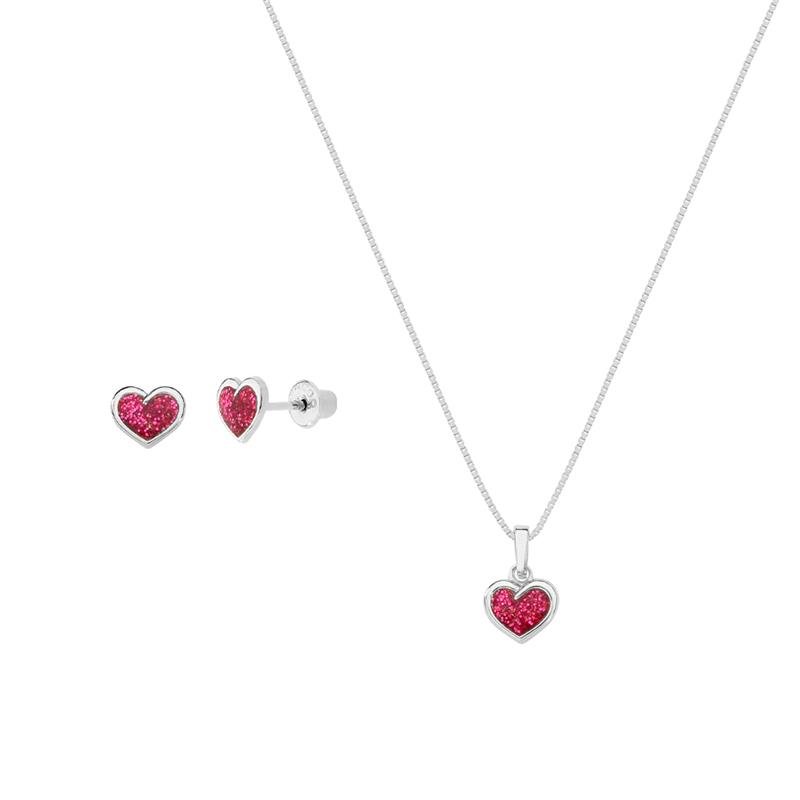 CONJUNTO CORAÇÃO LOVE DETALHES COM ESMALTE