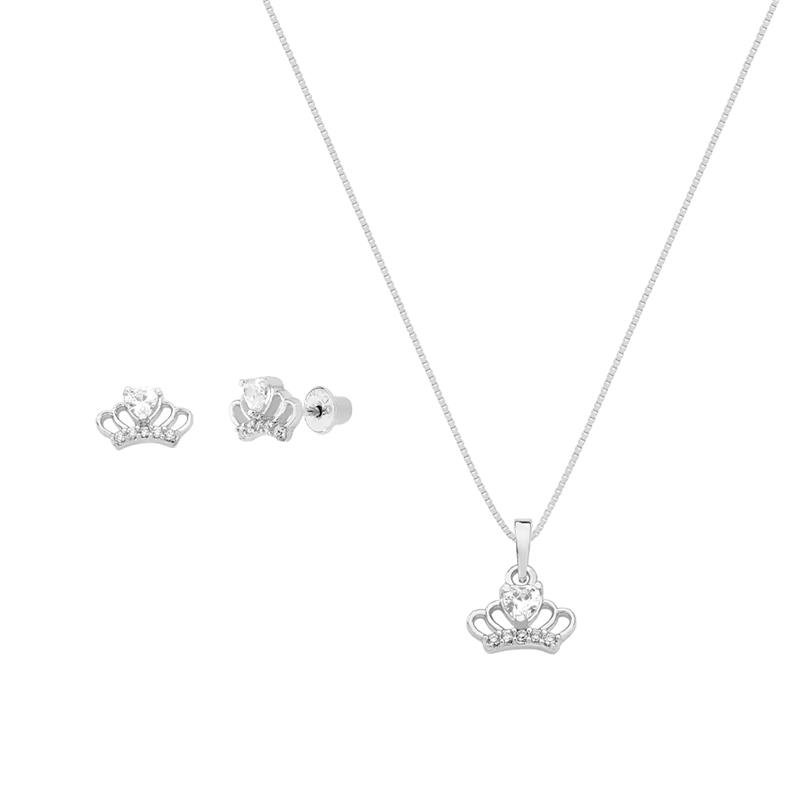 CONJUNTO COROA CORAÇÃO COM PEDRAS DE ZIRCÔNIA