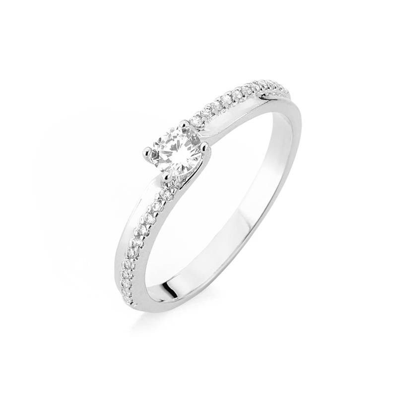 ANEL SOLITÁRIO DETALHES CRAVEJADOS ALTERNADOS
