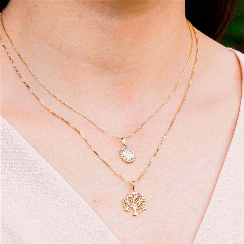PINGENTE NOSSA SENHORA DAS GRAÇAS COM PEDRAS DE ZIRCÔNIA