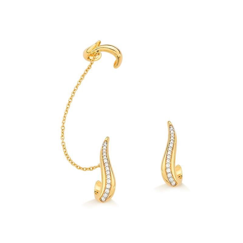 CONJUNTO BRINCO CRAVAÇÃO DEGRADÊ E PIERCING