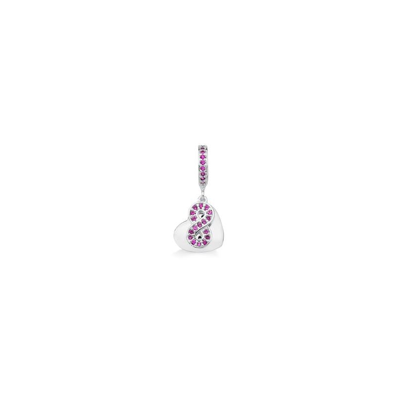 CHARM PENDENTE CORAÇÃO E INFINITO COM PEDRAS DE ZIRCÔNIA