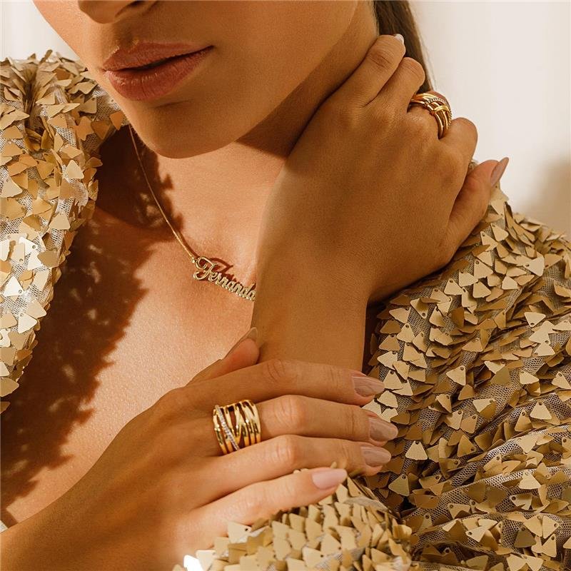 ANEL VÁRIOS AROS LISOS LINHA CRAVEJADA