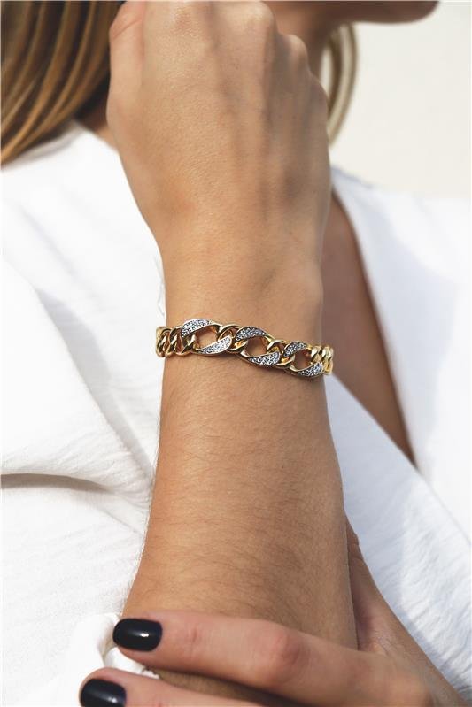 PULSEIRA TRÊS ELOS CRAVEJADOS