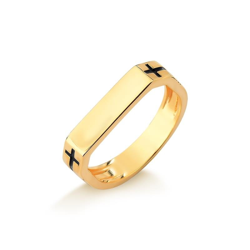 ANEL FLAT COM CRUZ ESMALTADA