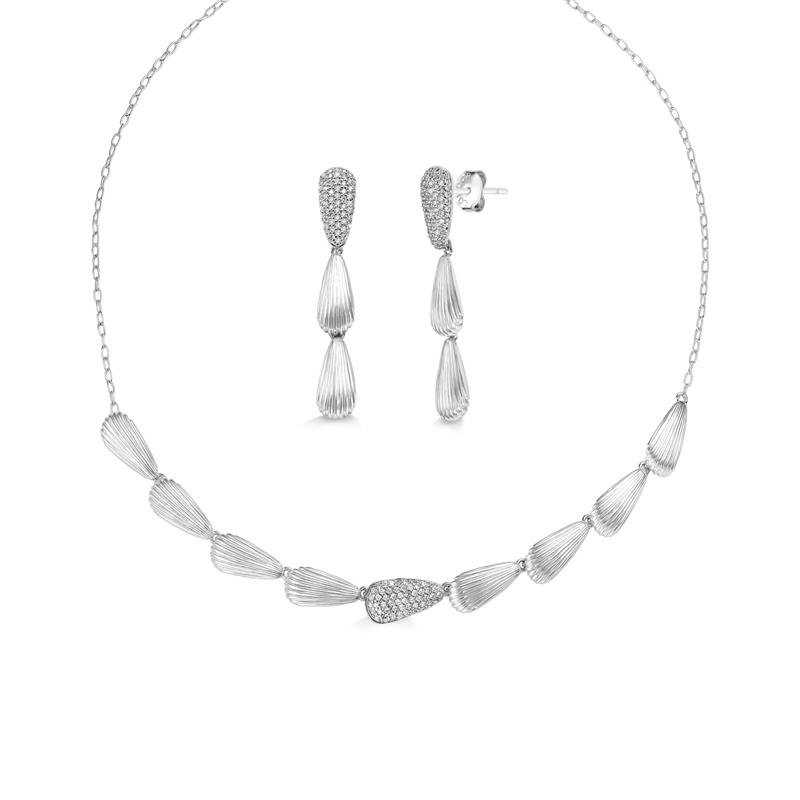 CONJUNTO CASCATA CRAVEJADO COM TEXTURA