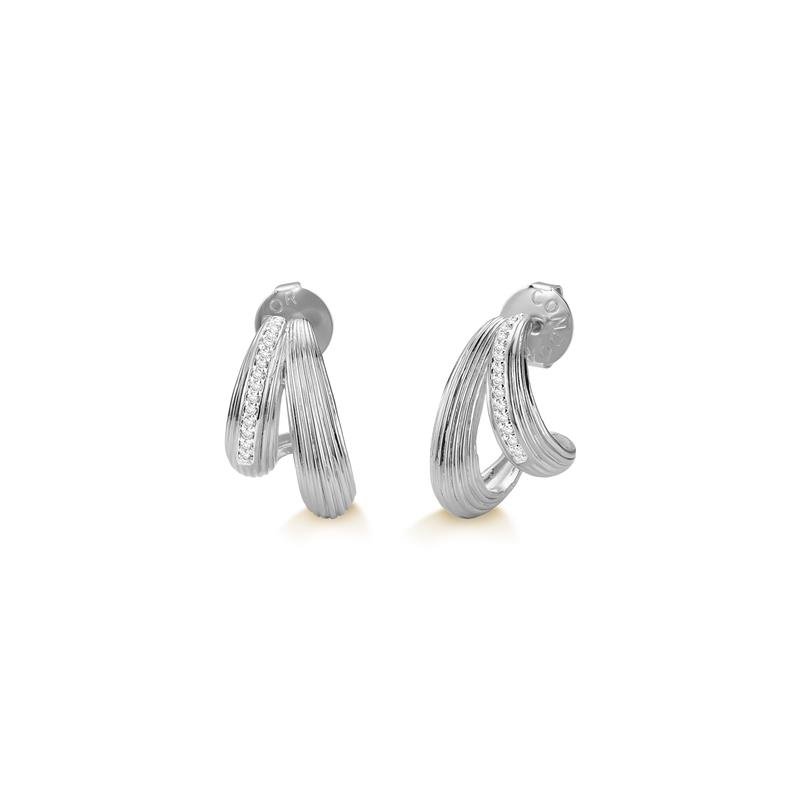 BRINCO MEIA ARGOLA TEXTURA E PEDRAS