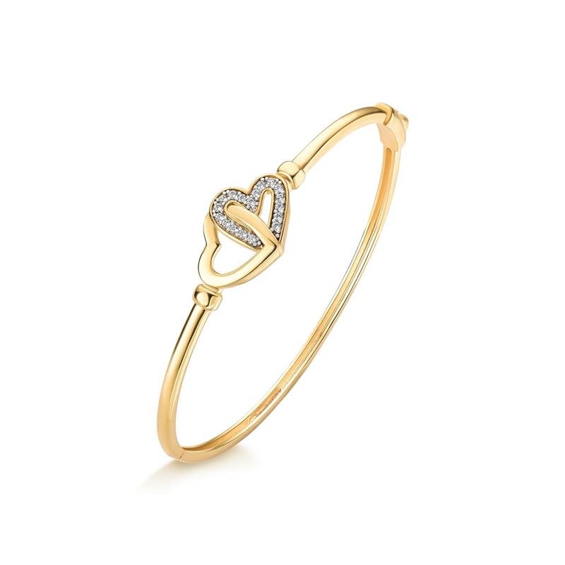 BRACELETE ELO DE CORAÇÃO CRAVEJADO E LISO