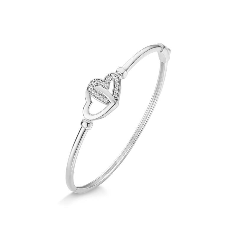 BRACELETE ELO DE CORAÇÃO CRAVEJADO E LISO