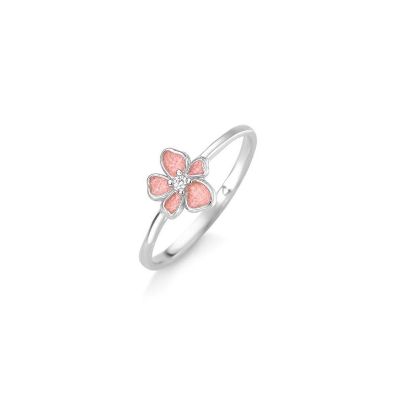 ANEL FLOR COM RESINA COM PEDRA DE ZIRCÔNIA PINK STAR