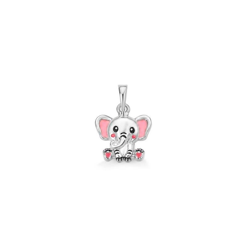 PINGENTE ELEFANTE COM RESINA PINK STAR