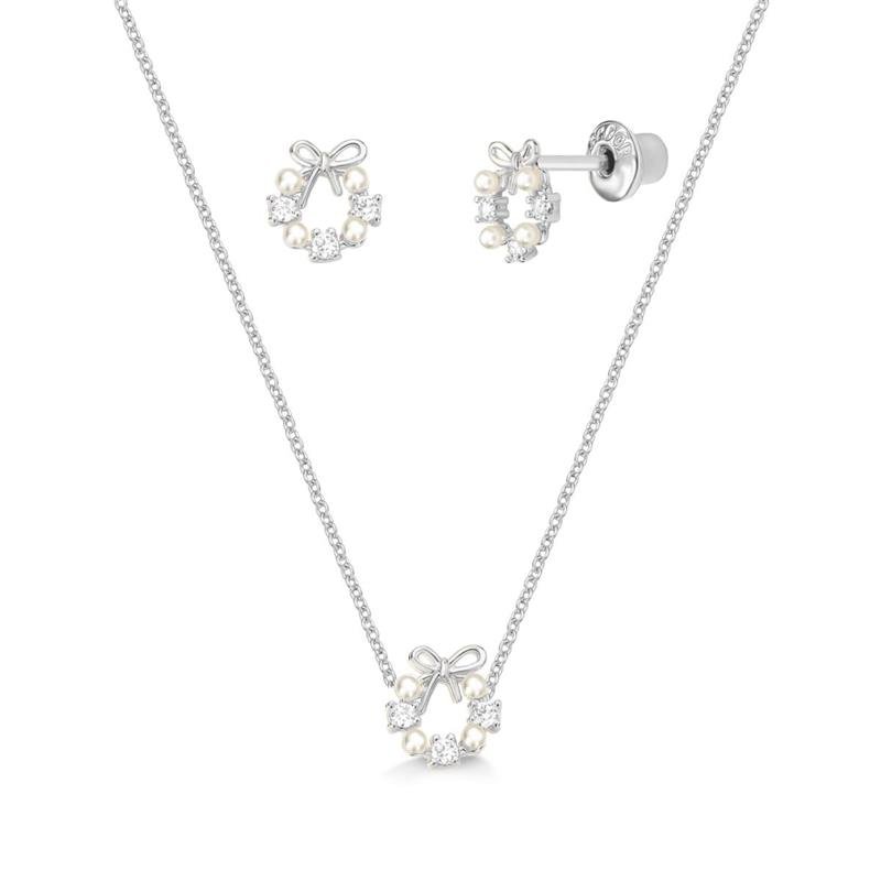 CONJUNTO GUIRLANDA CRAVEJADA COM PÉROLAS PINK STAR 